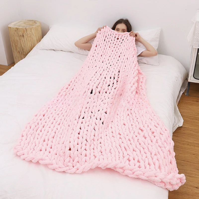 Plaid chenille chunky knit — Chaleur profonde & sensation de cocooning absolu