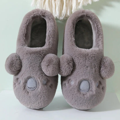 Gacimy Winter Plush Slippers For Women Cute Milk Cow Fluffy Cotton Shoes Girls Fashion Cartoon Indoor Warm Comfortable Slippers