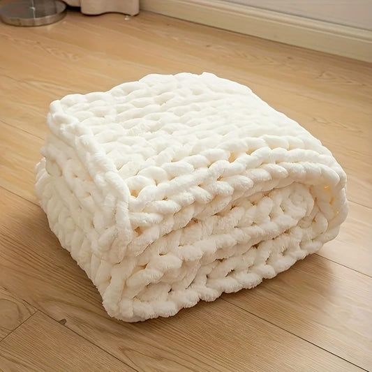 Plaid chenille chunky knit — Chaleur profonde & sensation de cocooning absolu