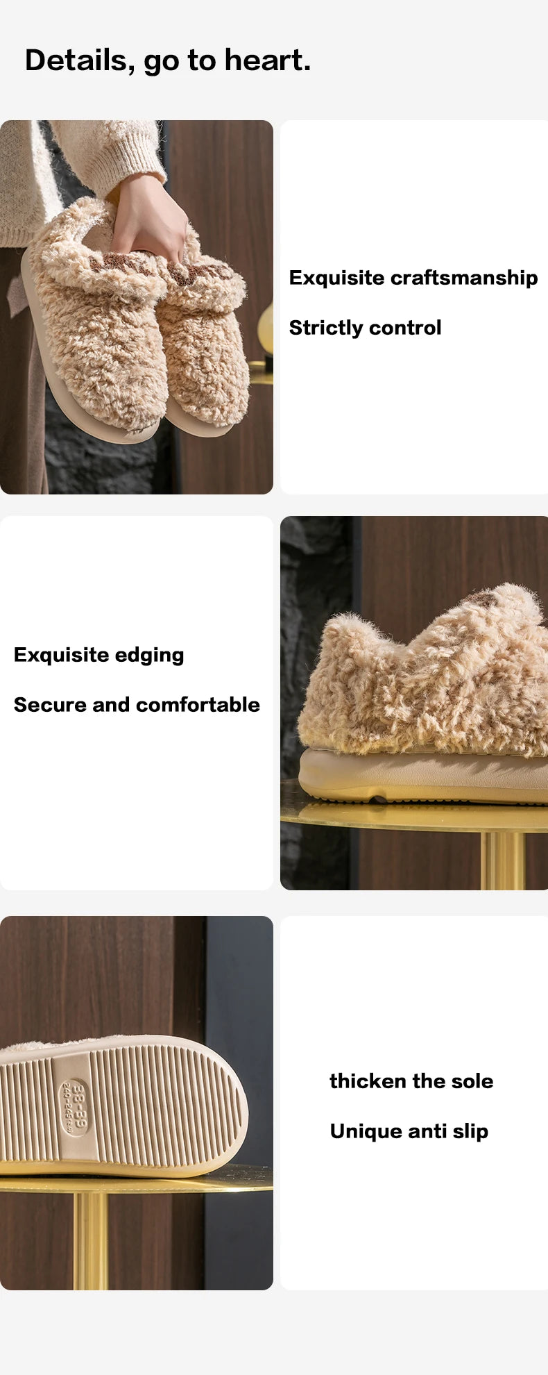 Cotton slippers for women, autumn and winter indoor home, soft bottom for warmth, plush cotton slippers for women, winter