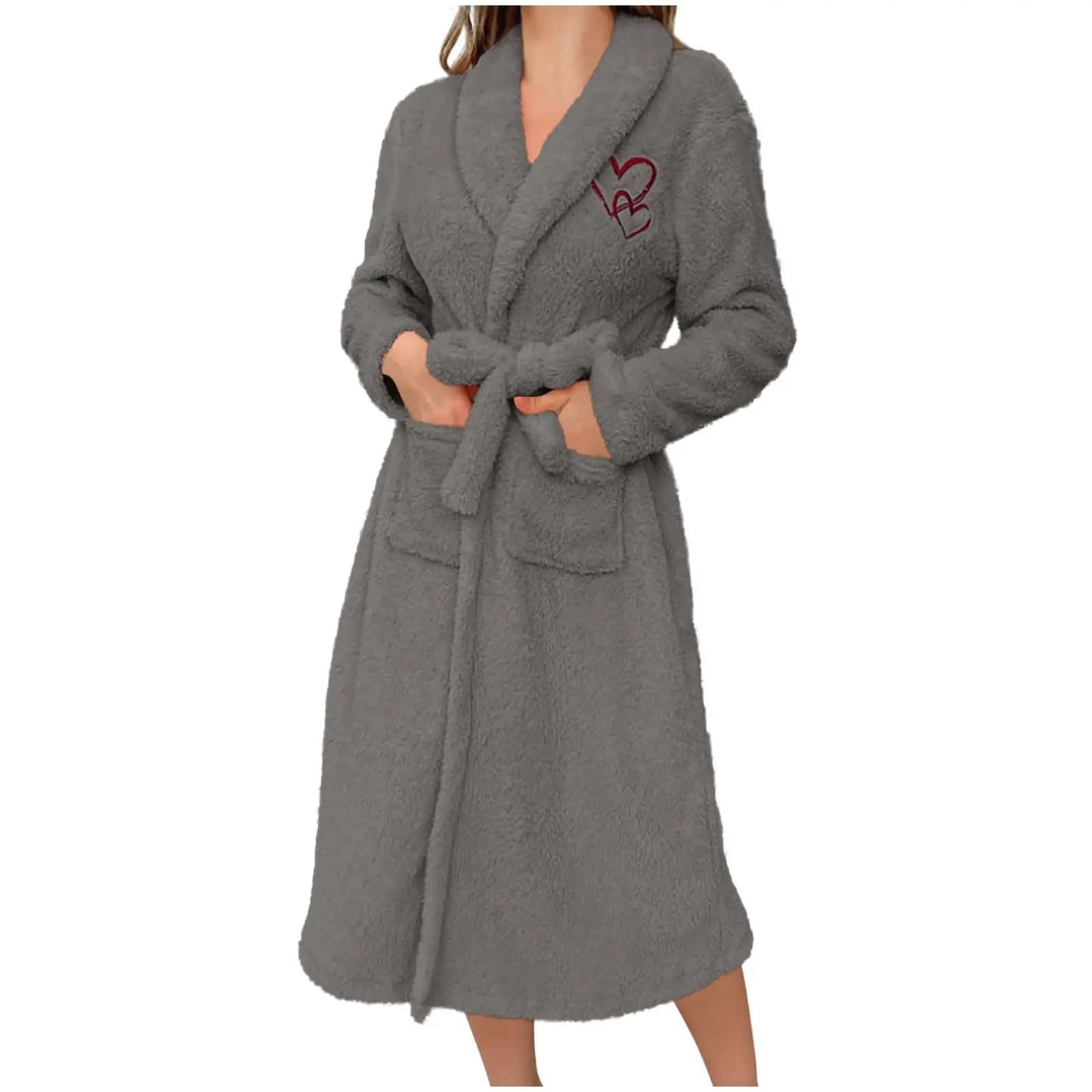 Women'S Long Sleeved Autumn And Winter Warm Bathrobe Home Clothes Plush Sleeping Robe Home Clothes For Home Wear