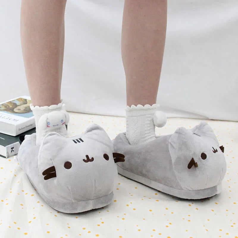 Pusheen Fat Cat Cartoon Plush Slippers All-Inclusive Cat Cotton Shoes Home Warm And Lovely Drag Meow To Touch Surroundings Gifts