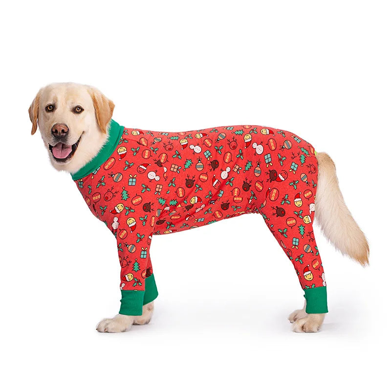 2024 Christmas Clothes For Dogs Red Pet Dog Pajamas Christmas Decorations Dog Jumpsuit Warm Dog Christmas Outfits For Dogs