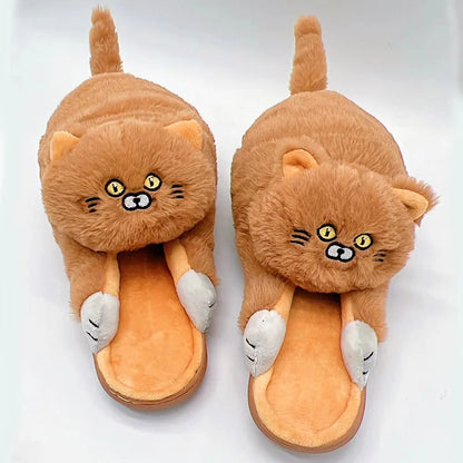 Cosy Cute British Shorthair Cat Slippers For Women Men Who Loves Kitty Indoor Fluffy Plush Home Shoes Fur Slides Mules Slippers