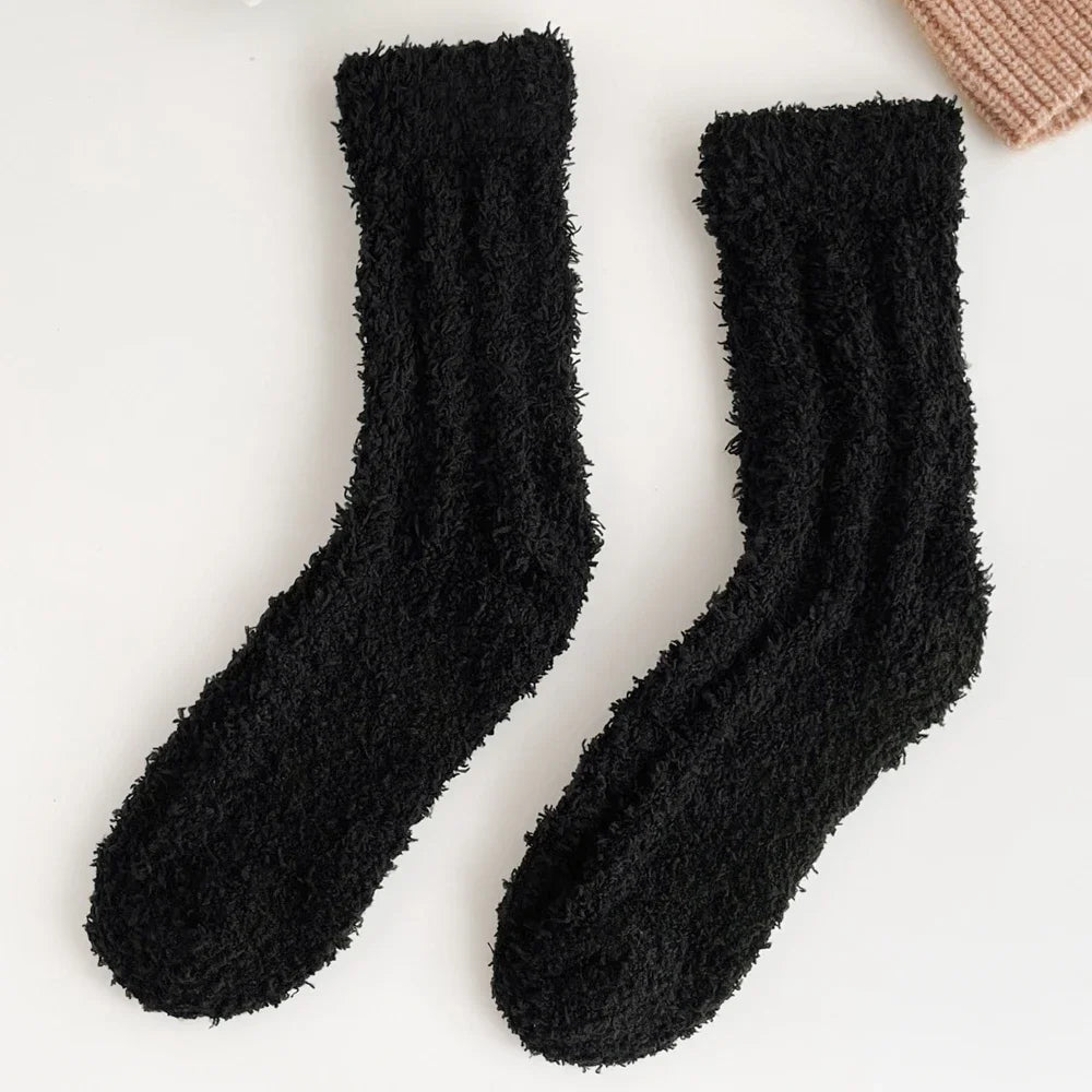 5 Pairs Coral Fleece Winter Socks Men Thick Warm Long Crew Socks Thermal  Cozy Fluffy Sleeping Socks Boys