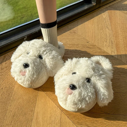 Fluffy Cartoon Women's Home Slippers Winter Cute Plush Luxury Designer Woman Shoes Flats Indoor Casual Fuzzy Fur Slides Elegant