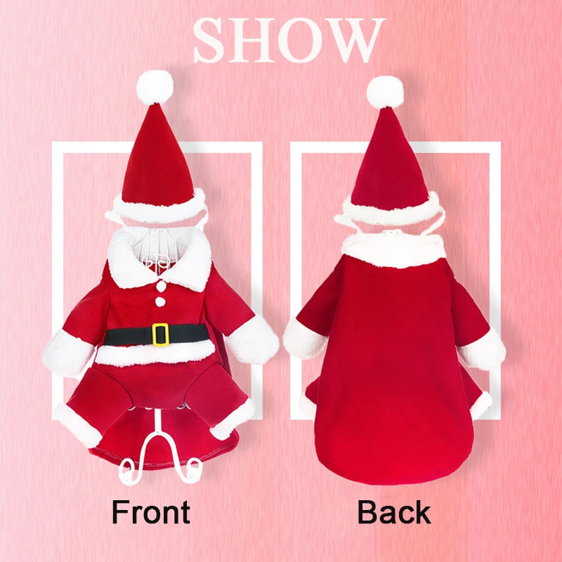 Cute Dog Santa Claus Outfit Christmas Costume for Small Dogs Cats Yorkie Cosplay Clothes Dress Up Jumpsuit Party Gifts Supplies