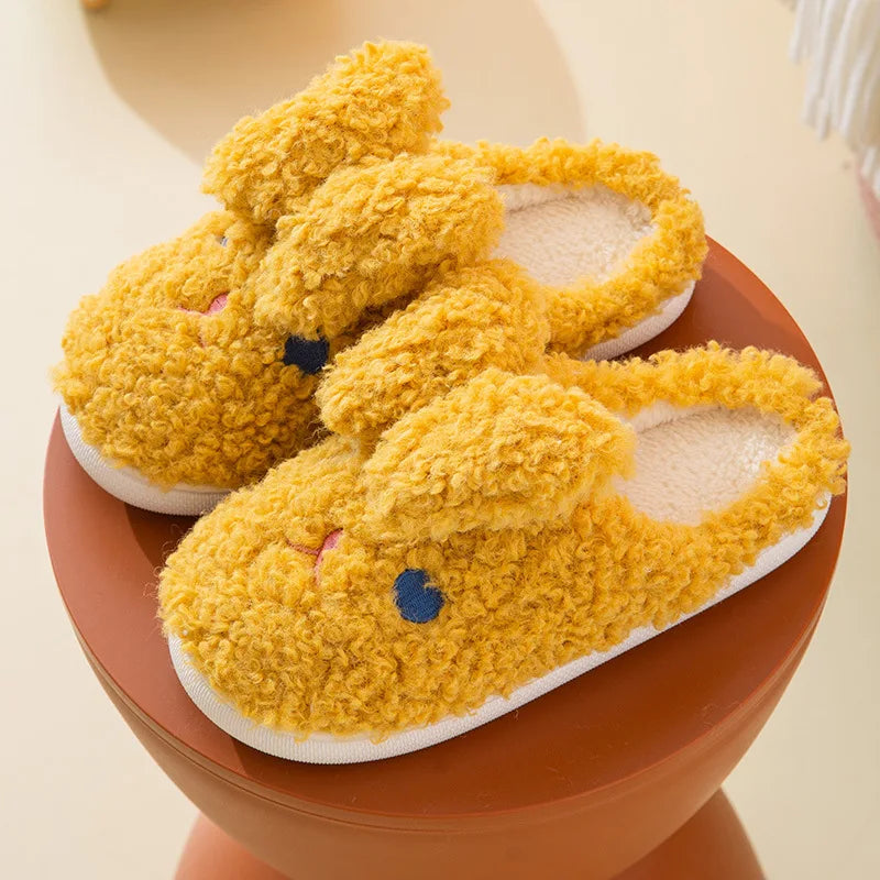Gacimy Winter Plush Slippers For Women Cute Milk Cow Fluffy Cotton Shoes Girls Fashion Cartoon Indoor Warm Comfortable Slippers