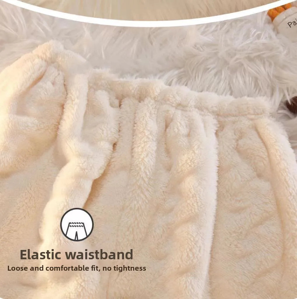 Winter Plush Fleece Thickened Flannel Sleepwear Set Women's Home Clothes Warm Cozy Breathable Long Sleeve Long Pants Home Lei...