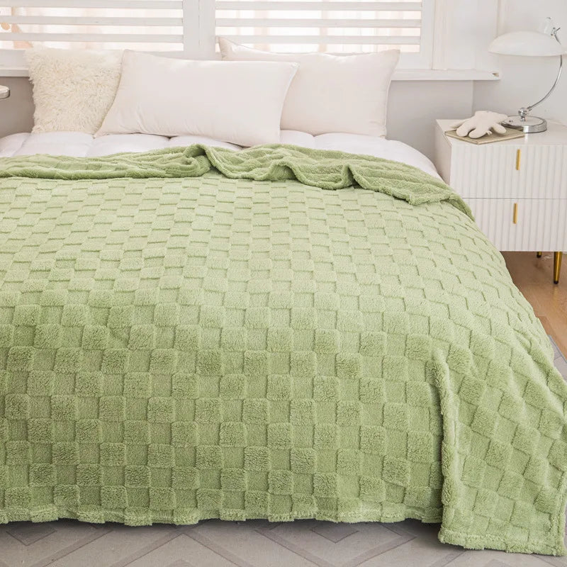 Plaid waffle jacquard 4 saisons — Texture naturelle & chaleur modulable