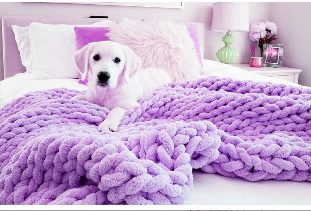 Plaid chenille chunky knit — Chaleur profonde & sensation de cocooning absolu