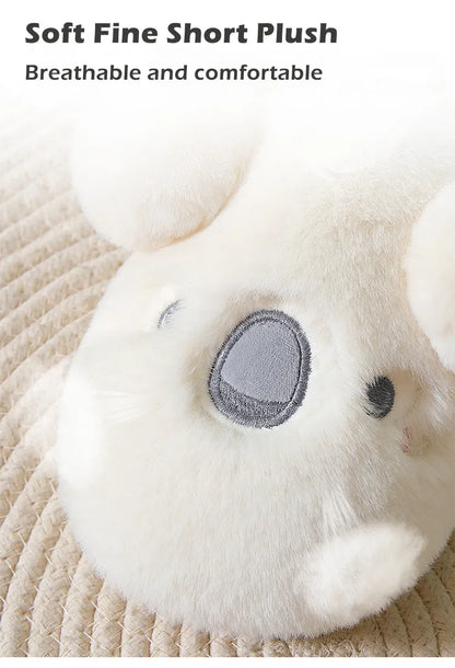 Gacimy Winter Plush Slippers For Women Cute Milk Cow Fluffy Cotton Shoes Girls Fashion Cartoon Indoor Warm Comfortable Slippers