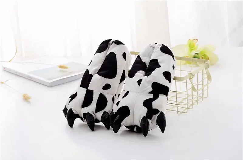 Winter Soft Warm Monster Dinosaur Paw Funny Slippers for Men Women Kids Parent-child Home House Slipper Shoes Room Cotton Shoes