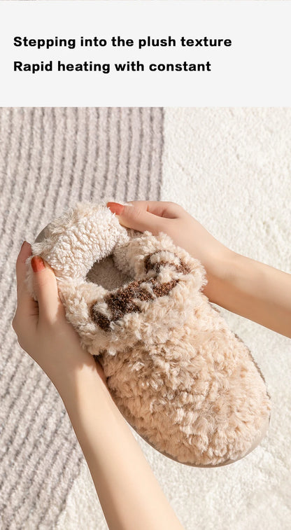 Cotton slippers for women, autumn and winter indoor home, soft bottom for warmth, plush cotton slippers for women, winter