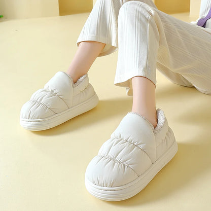 Winter Warm Thick Furry Women Ankle Boots Indoor Plush Slippers Ladies Men Outside Home Cotton Shoes