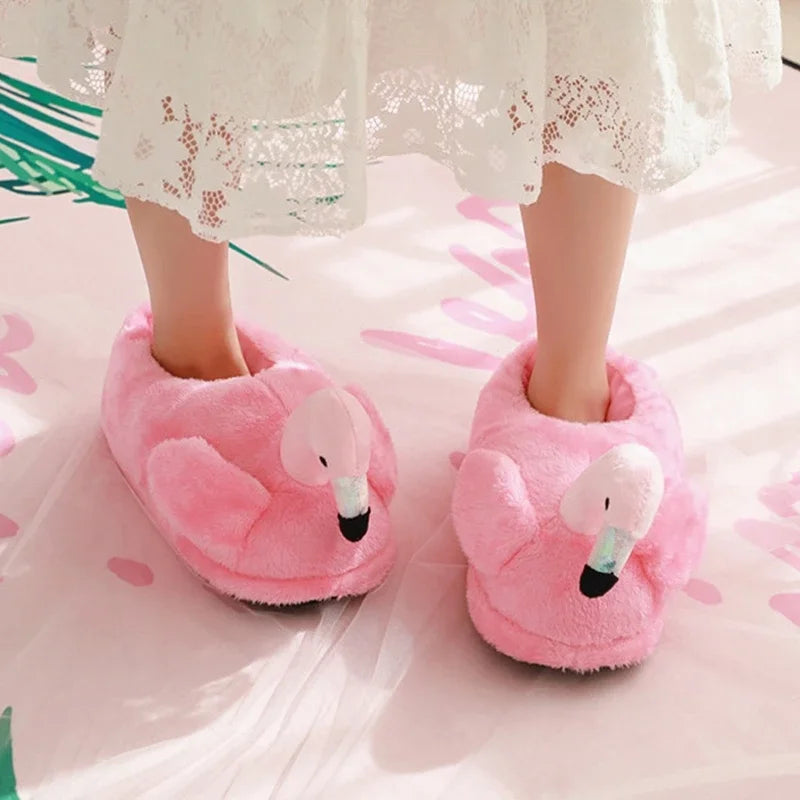 Women's House Fur Slippers Casual Cute 3D-shaped Lovely Pig Shark Design Pink Winter Indoor Non-slip Warm Soft Soles Comfy Home