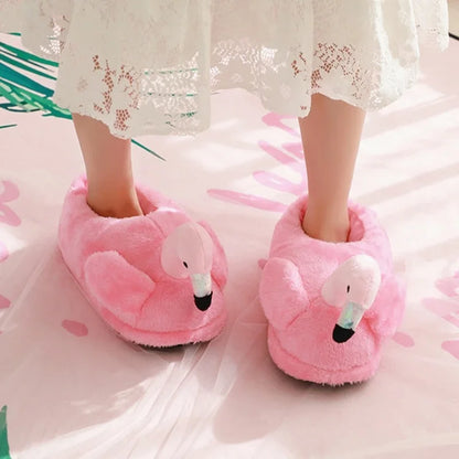 Women's House Fur Slippers Casual Cute 3D-shaped Lovely Pig Shark Design Pink Winter Indoor Non-slip Warm Soft Soles Comfy Home
