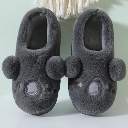 Gacimy Winter Plush Slippers For Women Cute Milk Cow Fluffy Cotton Shoes Girls Fashion Cartoon Indoor Warm Comfortable Slippers