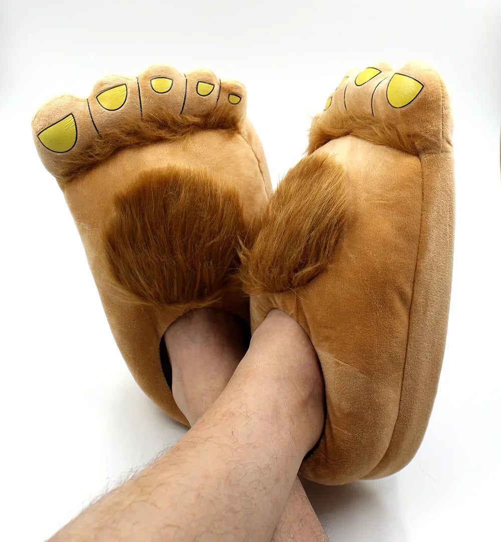 Creative Hobbit Plush Cotton Slippers Men's Large Size Home Use Gift Thick Bottom Warm Shoes Soft Home Slippers for Men