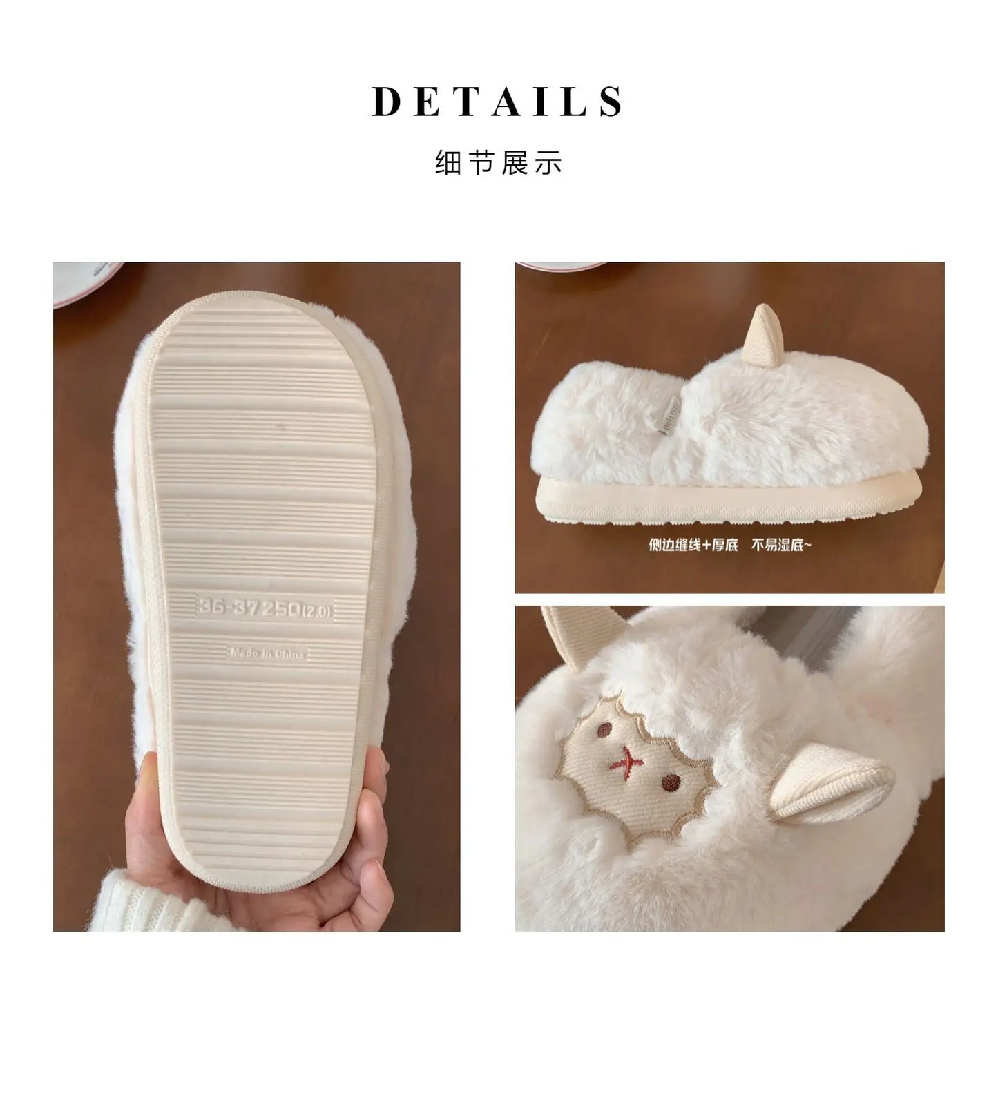 Gacimy Winter Plush Slippers For Women Cute Milk Cow Fluffy Cotton Shoes Girls Fashion Cartoon Indoor Warm Comfortable Slippers