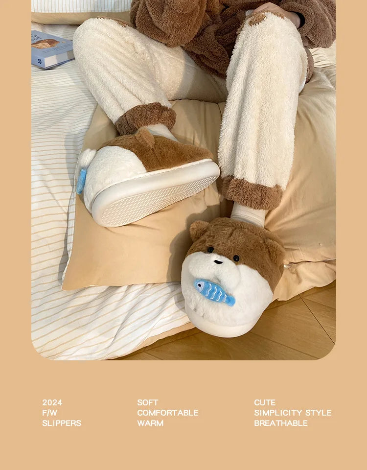 Ladies Fall Fluffy Slipper Women White Sheep Animal flip flops Winter Warm Cartoon Kawaii Soft Plush Indoor Home Shoes Gift