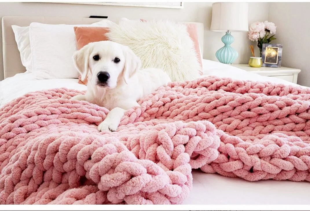 Plaid chenille chunky knit — Chaleur profonde & sensation de cocooning absolu