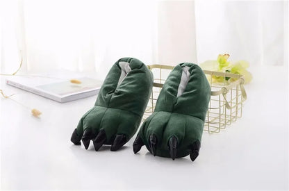 Winter Soft Warm Monster Dinosaur Paw Funny Slippers for Men Women Kids Parent-child Home House Slipper Shoes Room Cotton Shoes