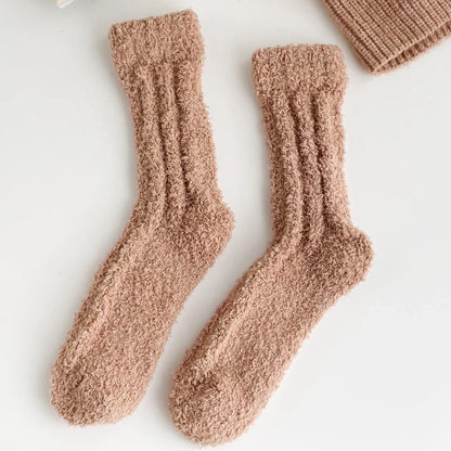 5 Pairs Coral Fleece Winter Socks Men Thick Warm Long Crew Socks Thermal  Cozy Fluffy Sleeping Socks Boys