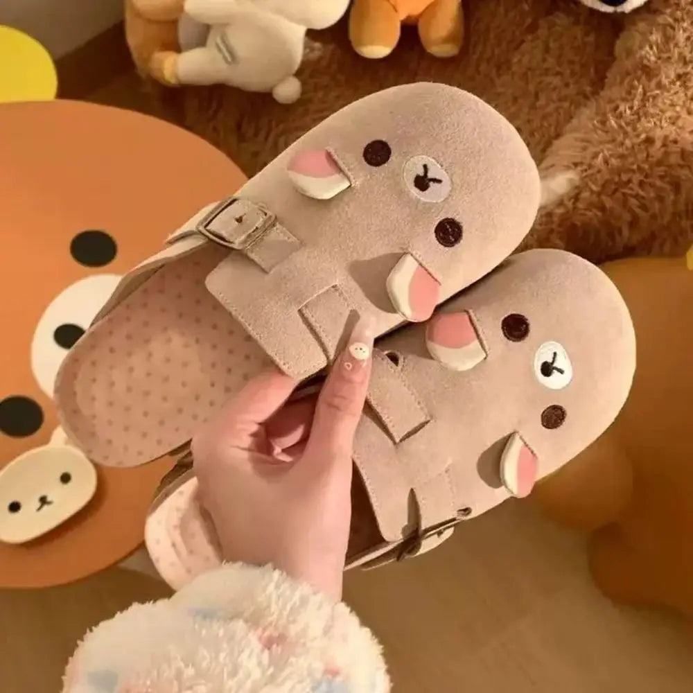 New Thick Bottom Rilakkuma Women's Shoes Height Increase Cartoon Anime Periphery Cute Retro Rilakkuma Slippers