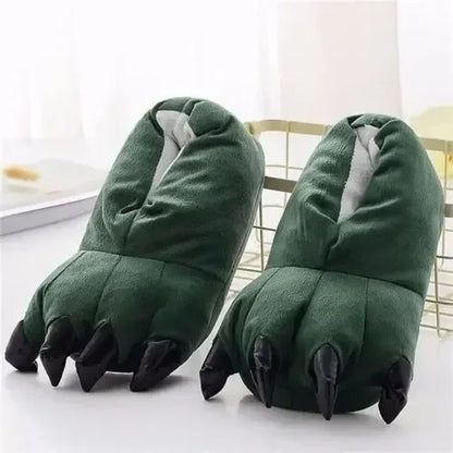 Winter Soft Warm Monster Dinosaur Paw Funny Slippers for Men Women Kids Parent-child Home House Slipper Shoes Room Cotton Shoes