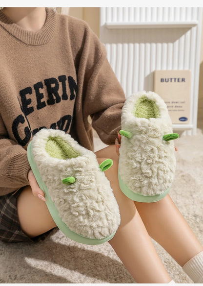 Women's Winter Slippers - Plush Fleece-Lined House Shoes, Warm Indoor/Outdoor Cotton Slippers with Non-Slip Sole