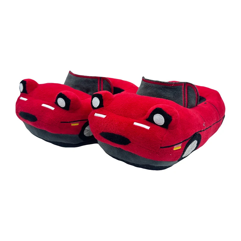Red Car Plush Slippers Fun Vehicle Shape Stuffed Shoes Indoor Slippers Women Men warm House Slipper Christmas Gifts