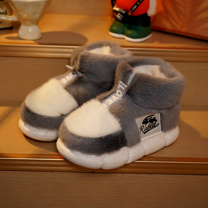 Women Warm Cotton Shoes Couples Winter Home Slippers Soft Plush Thick Sole Fluffy Footwear Female Male Indoor Street Snow Boots