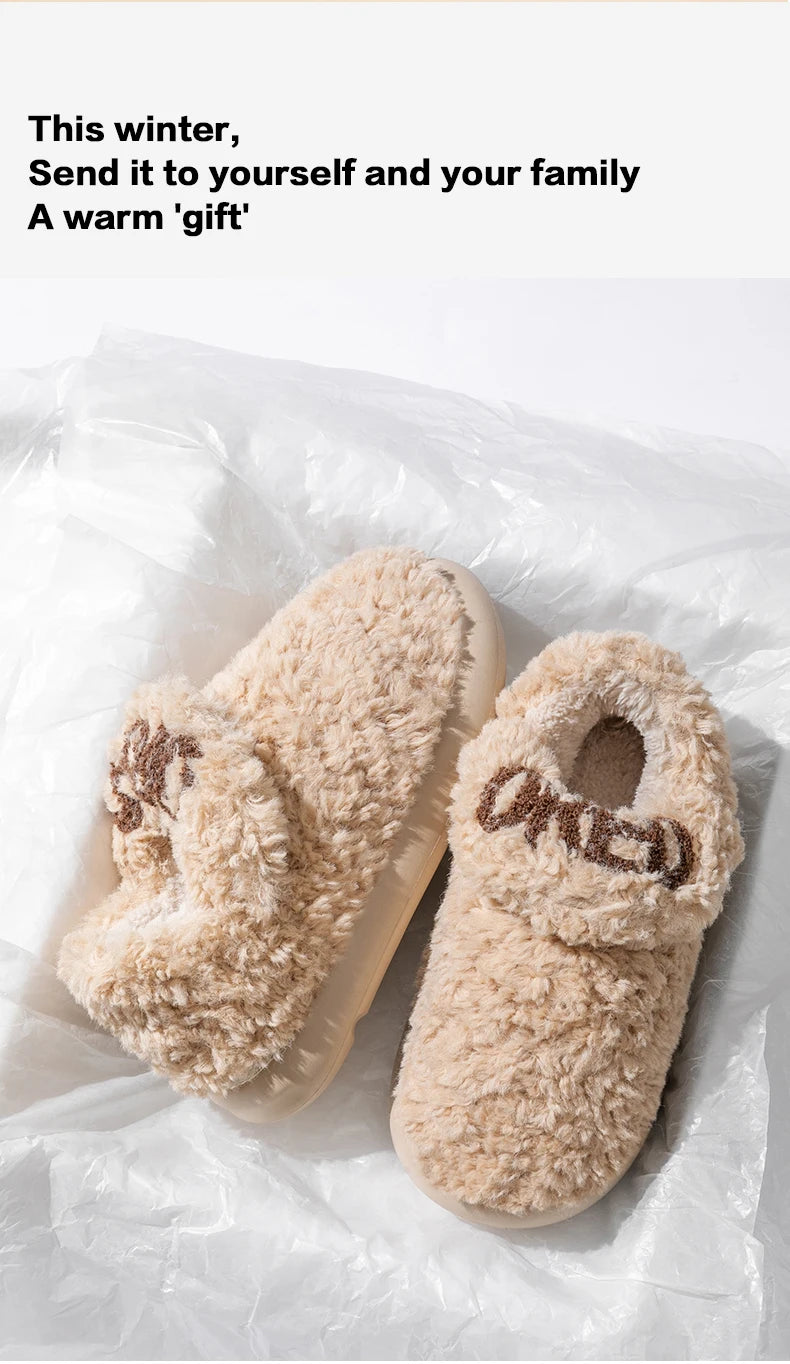 Cotton slippers for women, autumn and winter indoor home, soft bottom for warmth, plush cotton slippers for women, winter
