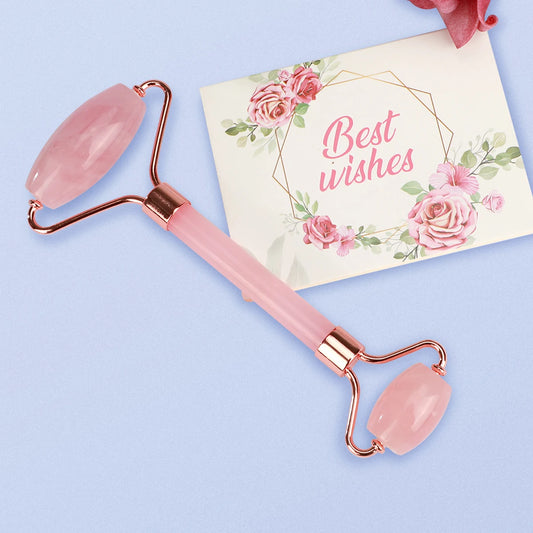 1 pc Rose Quartz Jade Roller Used For Facial Care And Skin Improvement Facial Beauty Roller Relieve Fine Line and Wrinkles Relax