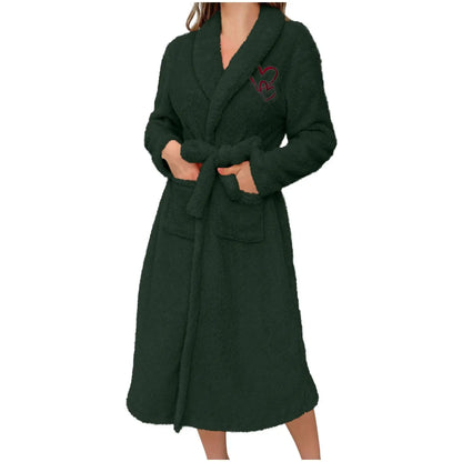 Women'S Long Sleeved Autumn And Winter Warm Bathrobe Home Clothes Plush Sleeping Robe Home Clothes For Home Wear