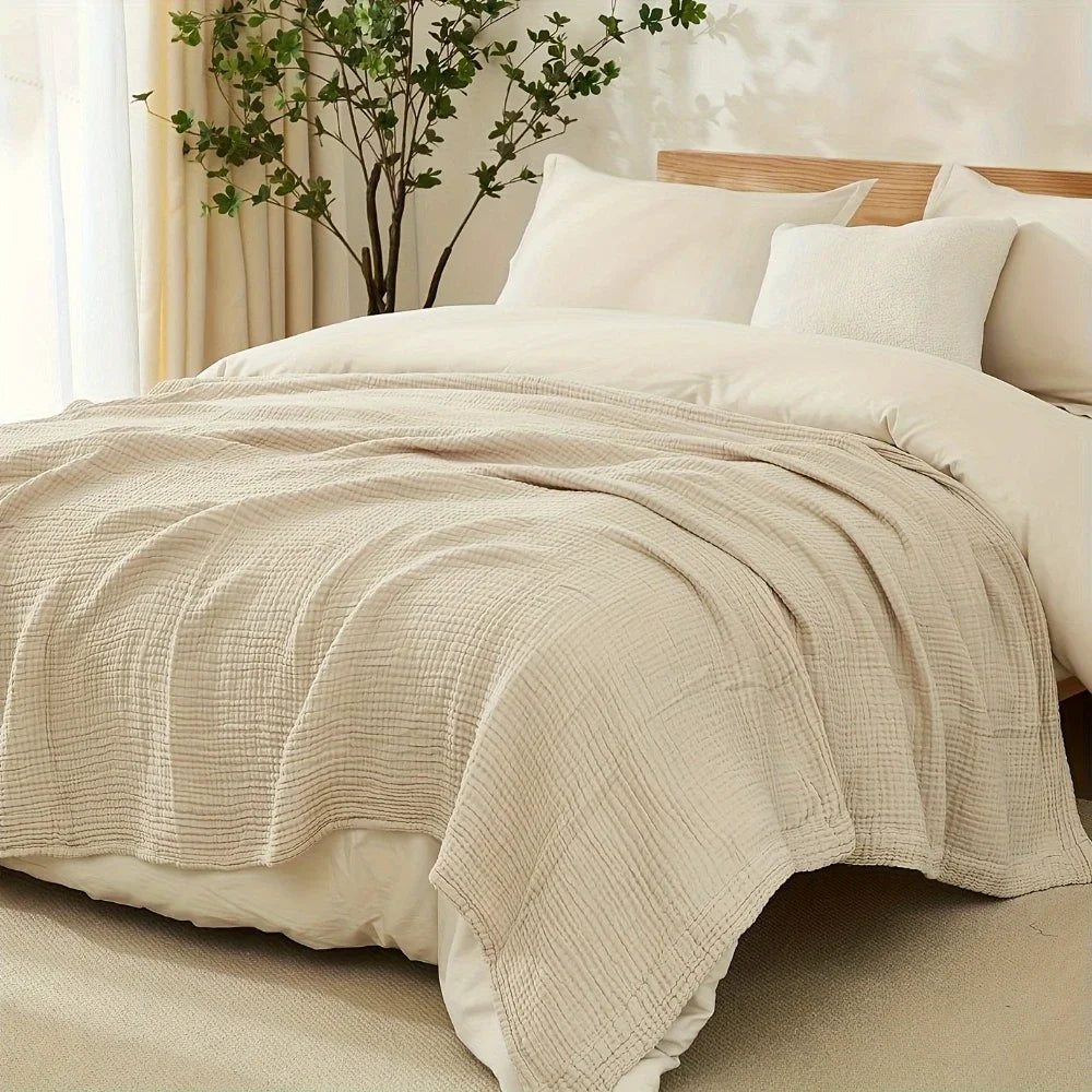 Grand plaid gaze coton 6 couches — Douceur toutes saisons & respirabilité naturelle