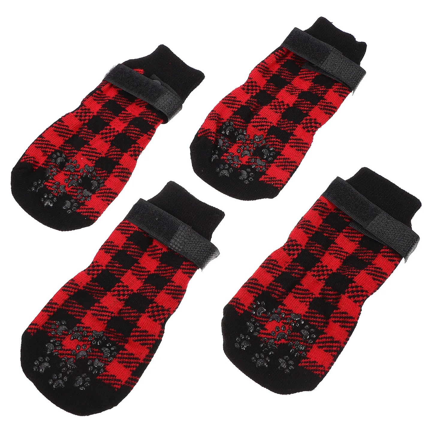 4Pcs Pet Socks Anti-Slip Warm Footwear Christmas Themed Dog Paw Protectors Christmas Themed Pet Socks Dog Paw Protection