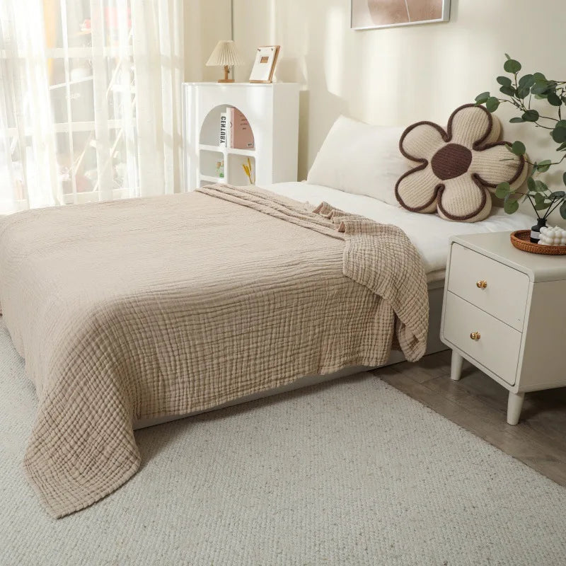 Grand plaid gaze coton 6 couches — Douceur toutes saisons & respirabilité naturelle