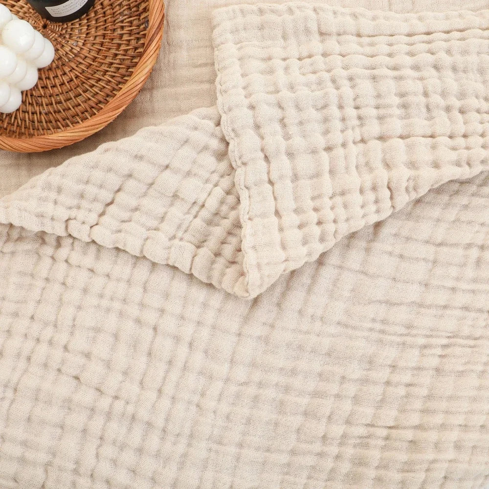 Grand plaid gaze coton 6 couches — Douceur toutes saisons & respirabilité naturelle