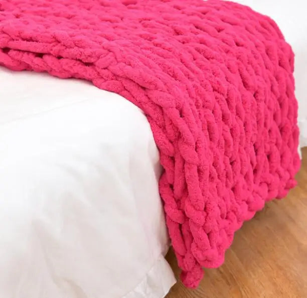 Plaid chenille chunky knit — Chaleur profonde & sensation de cocooning absolu