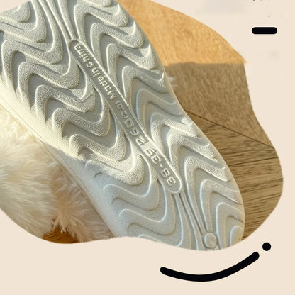 Fluffy Cartoon Women's Home Slippers Winter Cute Plush Luxury Designer Woman Shoes Flats Indoor Casual Fuzzy Fur Slides Elegant