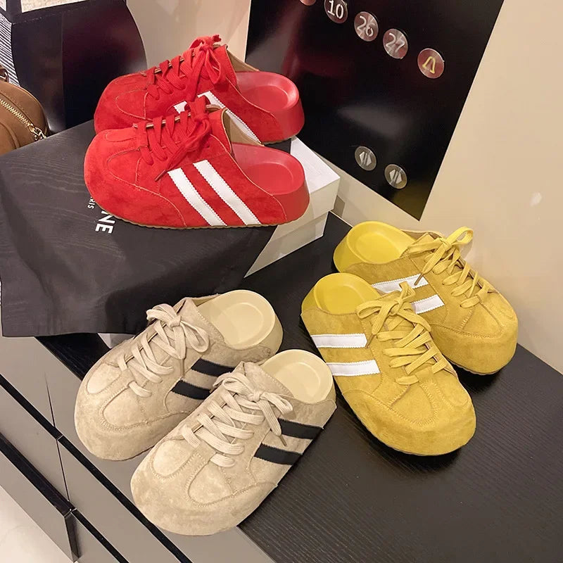 Birkent Women's Summer Outdoor Casual Slip-On Half Slippers Retro Heightening Knot Lazy Trainer Rubber Bottom Shoes