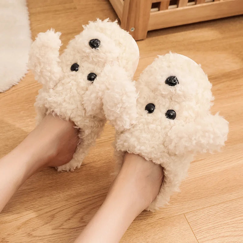 Gacimy Winter Plush Slippers For Women Cute Milk Cow Fluffy Cotton Shoes Girls Fashion Cartoon Indoor Warm Comfortable Slippers