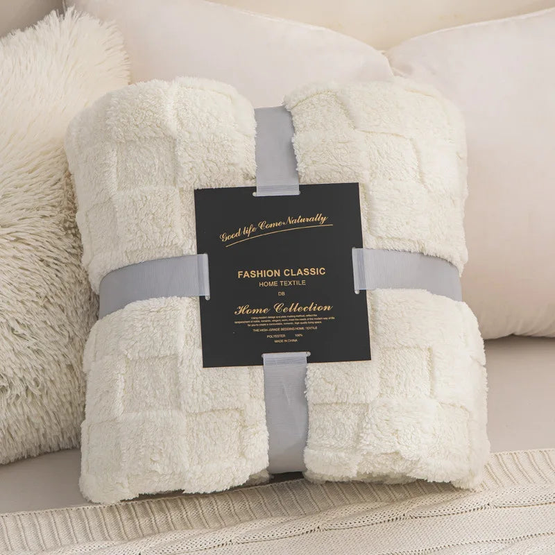 Plaid waffle jacquard 4 saisons — Texture naturelle & chaleur modulable