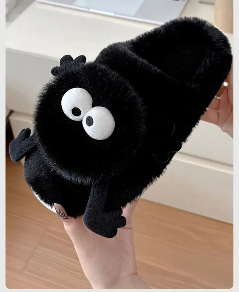 New Funny Slippers Women Plush Shoes Soft Bottom Home Cotton Shoes Woman Flip Flops Cute Cartoon Girls Furry Slippers