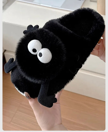 New Funny Slippers Women Plush Shoes Soft Bottom Home Cotton Shoes Woman Flip Flops Cute Cartoon Girls Furry Slippers
