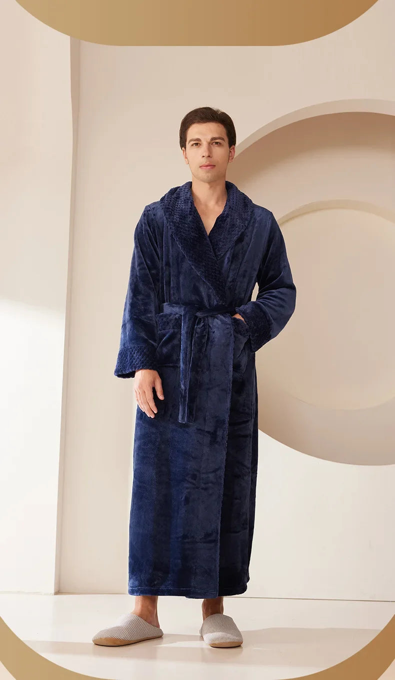 Couple's Oversize Plush Robe Coral Fleece Sleepwear Autumn Winter Home Comfortable Bathrobe for Men And Women
