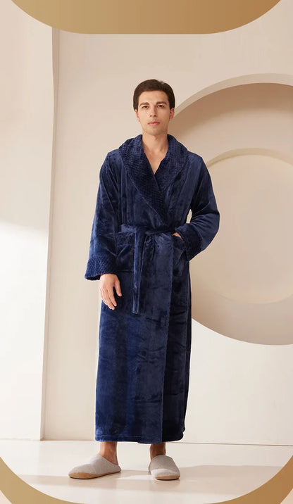 Couple's Oversize Plush Robe Coral Fleece Sleepwear Autumn Winter Home Comfortable Bathrobe for Men And Women