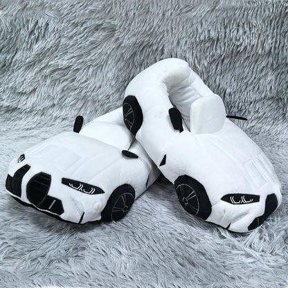 10 COLORS Vehicle Shape Plush Slippers Women Men Cartoon Car Warm Soft House Shoes Birthday Party Indoor Slipper